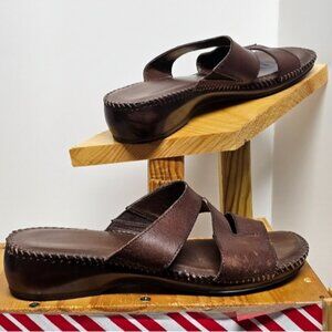 NATURALIZER WISER WOMEN'S LEATHER OPEN TOE CASUAL SLIDE SANDALS SIZE 8M